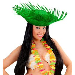 Zelený slamenný klobúk na pláž